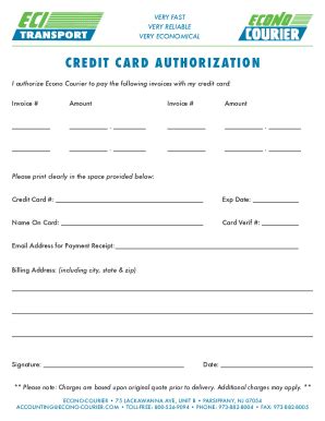 Fillable Online Credit Card Authorization Econo Courier Fax Email