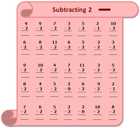 Worksheet On Subtracting 2 Questions Based On Subtraction Subtraction