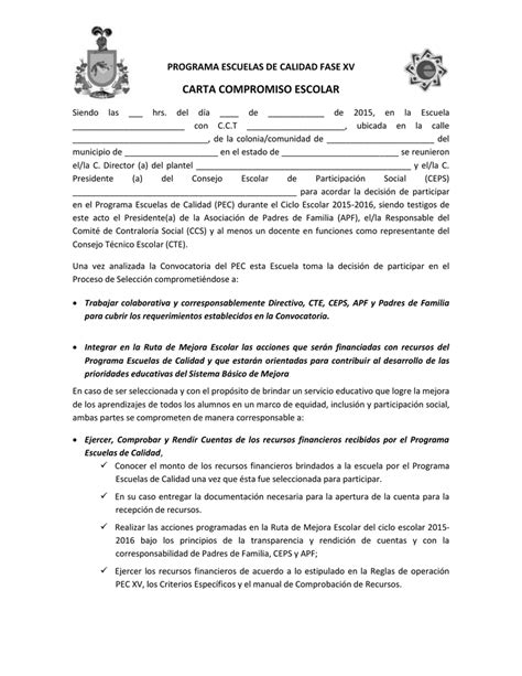 Ejemplo De Carta Compromiso Padres De Familia Modelo De Informe 945