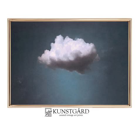 Moody Vintage Cloud Painting Antique Moody Sky Print Horizontal Dark