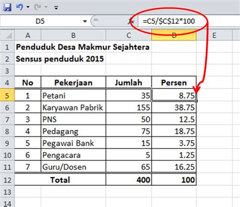 Rumus Hitung Persen Di Excel Cara Menghitung Persen Di Excel Mudah