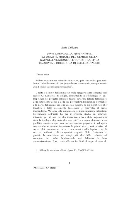 Pdf Finis Corporis Initium Animae La Qualit Morale Del Nemico