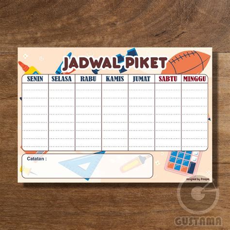 Jual Poster Jadwal Piket Kelas Jadwal Pelajaran Wipe And Clean A3