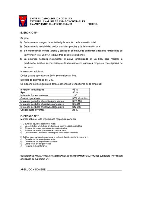 Primer Parcial Analisis Eecc Analisis De Estados Contables