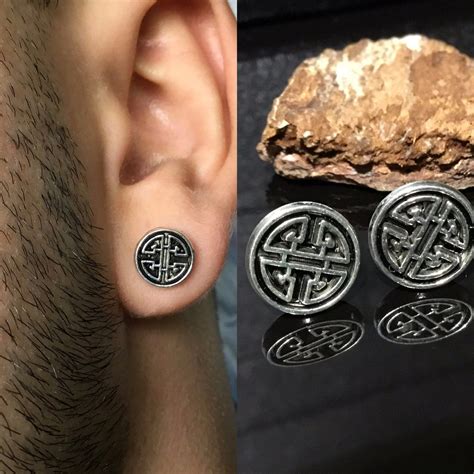 Men Metal Earrings For Viking Lovers Celtic Symbol Studs Etsy Men