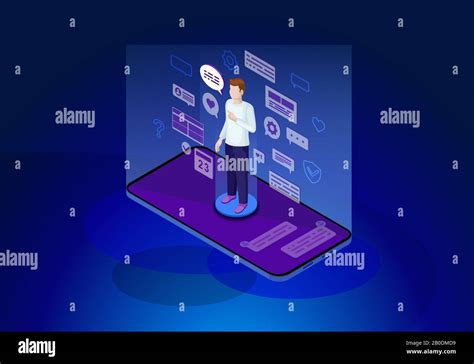 Social Media Isometric Color Vector Illustration Stock Vector Image