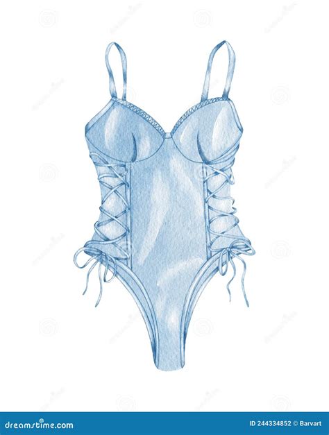 Watercolor Lingerie Hand Draw Underwear Fashion Illustration Stock