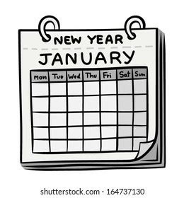 New Year January Calendar Cartoon Vector Stock Vector (Royalty Free ...