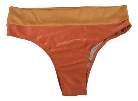 Biquini Calcinha Hot Pant Cintura Alta Bicolor Moda Praia Parcelamento Sem Juros