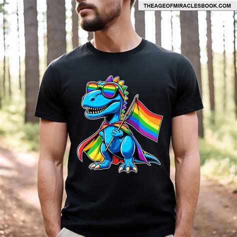 Dinosaur Gay Pride Lgbt Rainbow Flag T Shirt