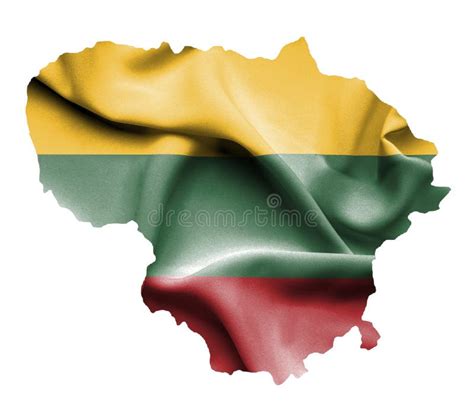 Map Of Lithuania With Waving Flag Isolated On White Stock Illustration