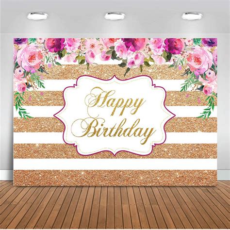 Buy Moca Womens Birthday Backdrop Rose Gold Stripe Blush Pink Rose Happy Birthday Photography