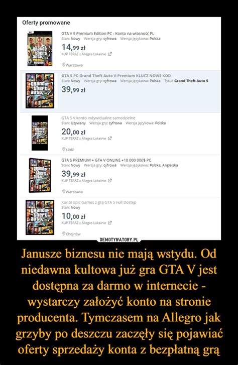 Janusze biznesu nie mają wstydu Od niedawna kultowa już gra GTA V jest