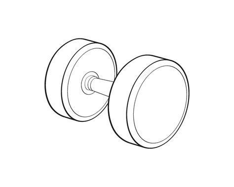 Heavy Sport Dumbbell For Gymnastics Outline Sketch Vector Isolated