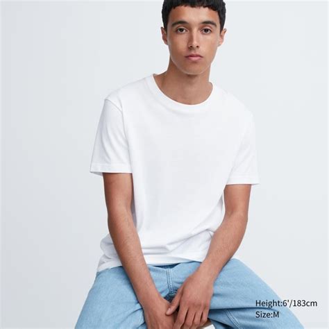 Uniqlo T Shirts Stockists - White Dry Crew Neck Short-sleeve Color Men
