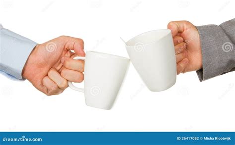 Business Partners Hands Holding Cups Of Coffee Stock Photo Image Of