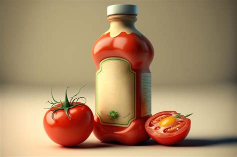 Ketchup De Tomate Em Uma Garrafa Ilustra O Generativa De Ia Foto Premium