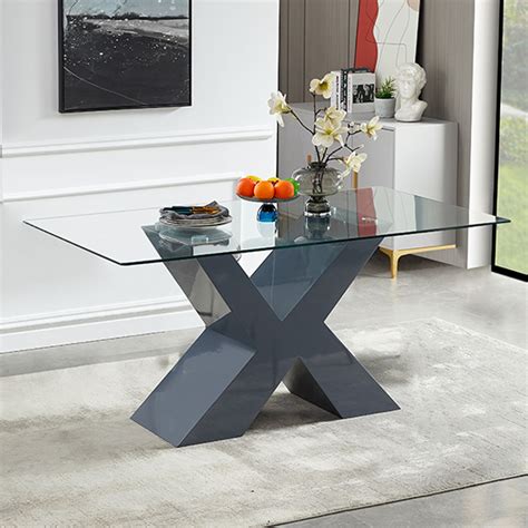 Maxim Extendable Dining Table In Clear Glass With Chrome Legs