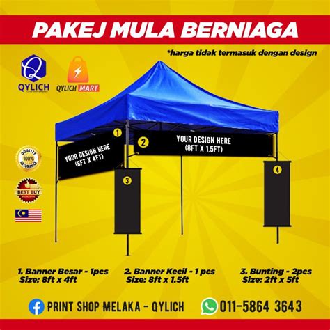 Pakej Banner Bunting Khemah Kanopi Gerai Ft X Ft Boleh Custom