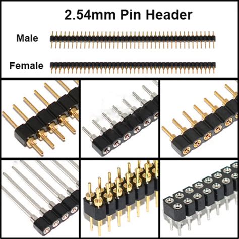 5PCS 2.54mm Pitch Round Hole Pin Header Male Female Single Row 1*40P ...
