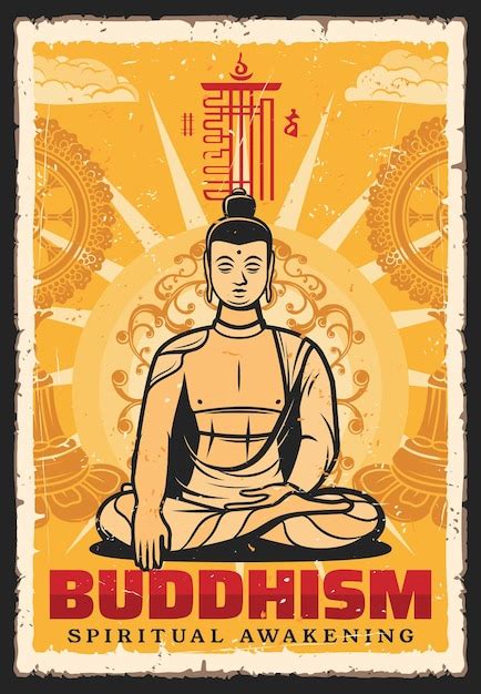 Premium Vector Buddhism Religion Spiritual Awakening Retro Poster