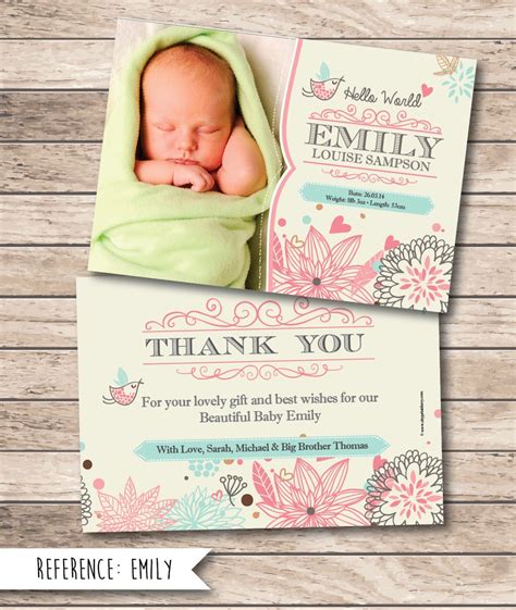 Baby Gear Galore: Birth Announcement - Baby Thank You Card - Printable ...