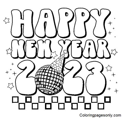 Happy New Year 2023 Coloring Pages - Free Printable Coloring Pages