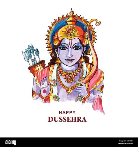 Lord Rama Happy Dussehra Festival Wishes Card Watercolor Background