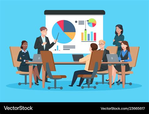 Business Meeting Flat People On Presentation Vector Image