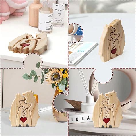 Set Houten Beer Familie Legpuzzel Ornament Diy Moederdag Geschenk