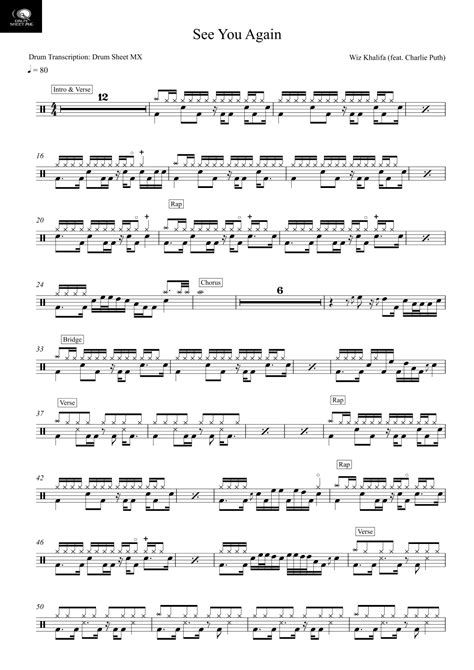 See You Again Arr Drum Transcription Drum Sheet Mx Sheet Music