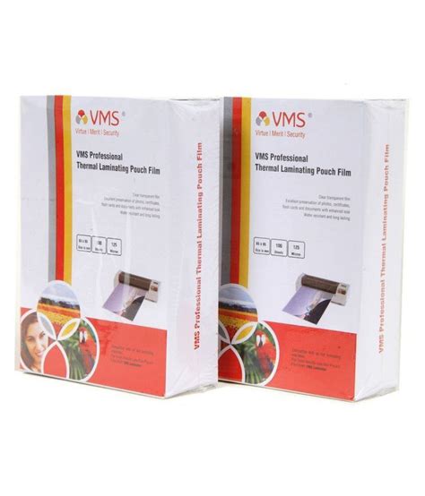 VMS Professional Thermal Laminating Pouch Film 65X95 125 Microns ID