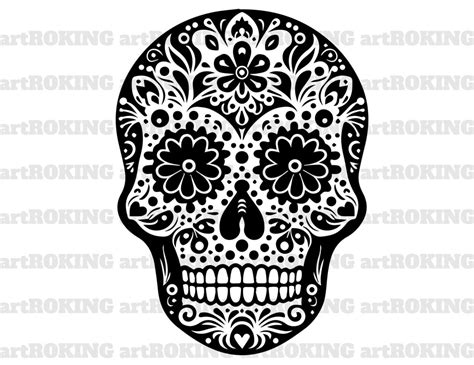 Skull Svg File Floral Skull Svg Skull Vector Skull Flower Svg Vector