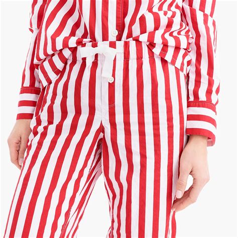 J Crew Cotton Vintage Pajama Pant In Candy Cane Stripe In Red Lyst