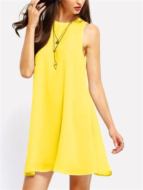 Buttoned Keyhole Back Swing Tank Dress SHEIN