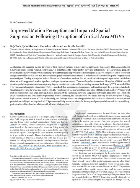 Pdf Improved Motion Perception And Impaired Spatial Suppression