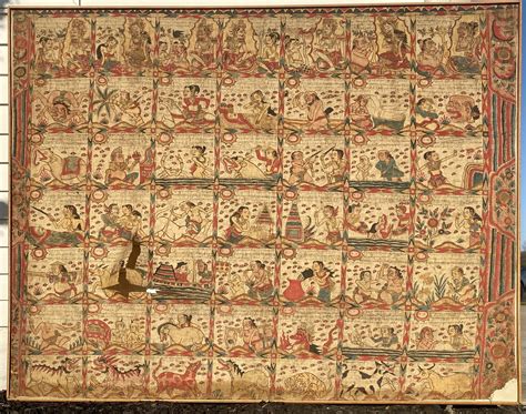 Antique (Sinhalese?) painting on cloth. Origins, age, and subject ...