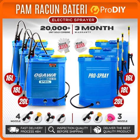 Metal Mart PRO SPRAY OGAWA Pam Racun Bateri Pump Racun Battery Tong