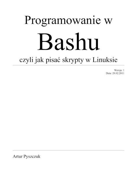 Pdf Programowanie W Bashu Podstawowe Informacje O