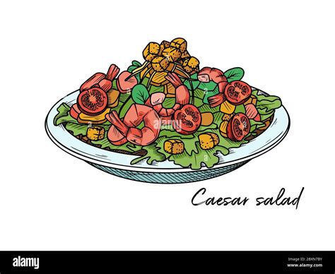 Caesar Salad On White Stock Vector Images Alamy