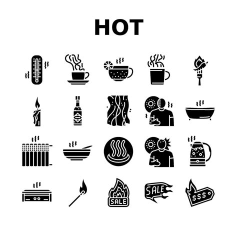 Hot Fire Lable Flame Tag Icons Set Vector Vector Art At Vecteezy