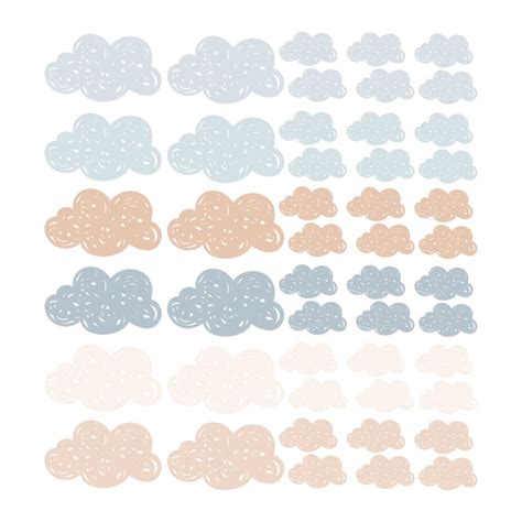 Stickers Muraux En Vinyle Petits Nuages Bleu Et Beige Clouds Maisons