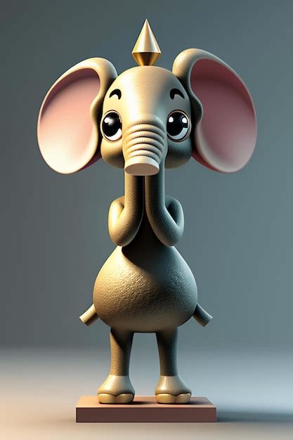 Dessin Animé Mignon Bébé éléphant Anthropomorphe Rendu 3d Modèle De