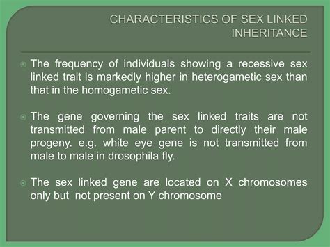 Sex Linked Inheritance Sex Influence Inheritance And Sex Limited Characters Pptx Genetics