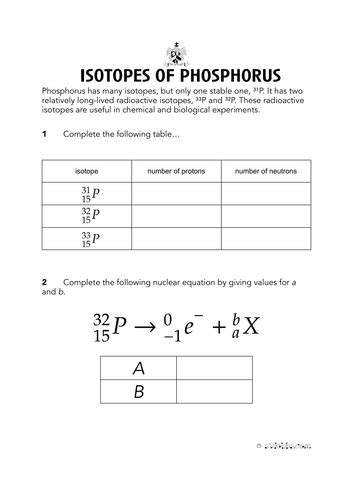 Isotopes of phosphorus | Teaching Resources