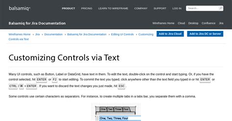 Customizing Controls Via Text Balsamiq For Jira Documentation Balsamiq