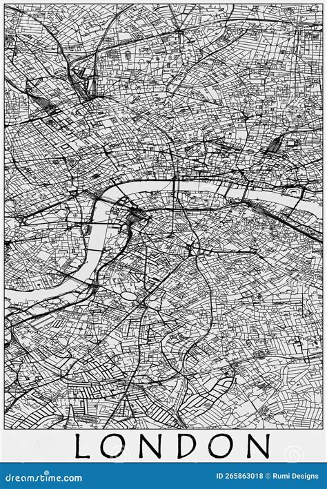 London City Vector Map Black and White HD Stock Illustration ...