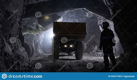 Underground Gold Mine Ore Drilling Machine Royalty Free Stock