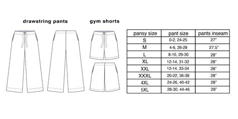 CLOTHING SIZE CHART — PANSY