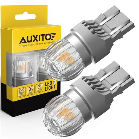 2x Auxito 7443 7440 W21W T20 LED AMBER YELLOW INDICATOR TURN SIGNAL